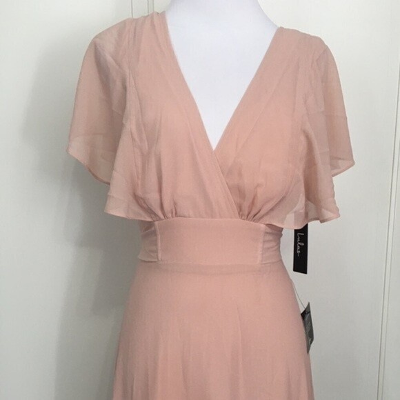 Lulus Dearly Loved Cream Pastel Flutter Sleeve Maxi Dress - Picture 7 of 16